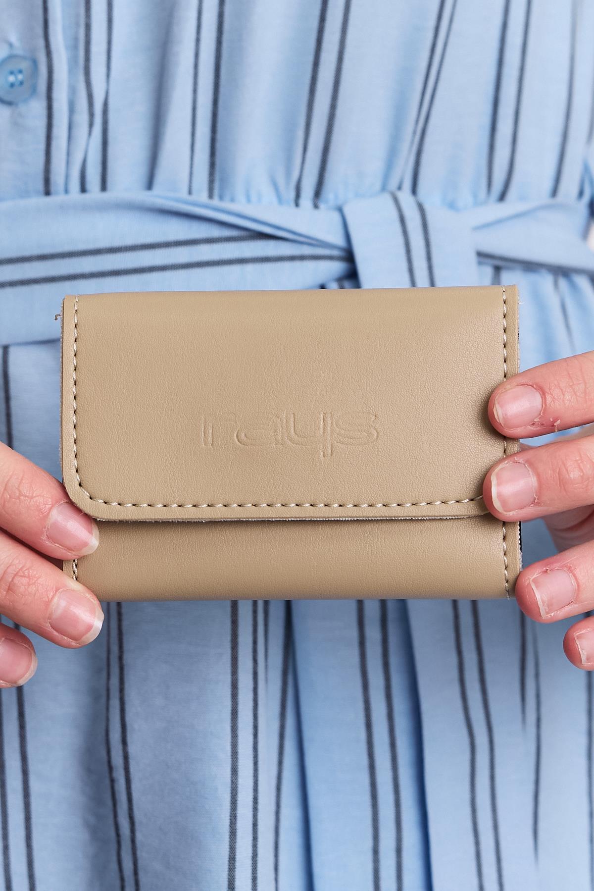 2121 Rays Baskı Cüzdan Krem - 2