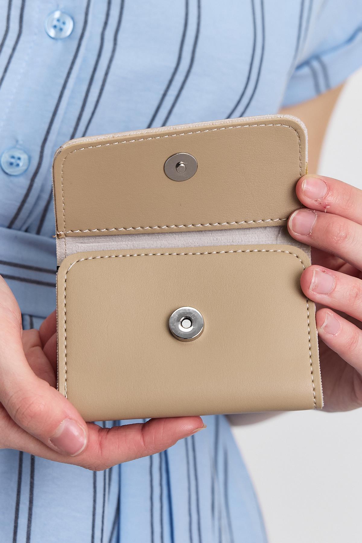 Krem Rays Baskı Cüzdan 2121 - 3