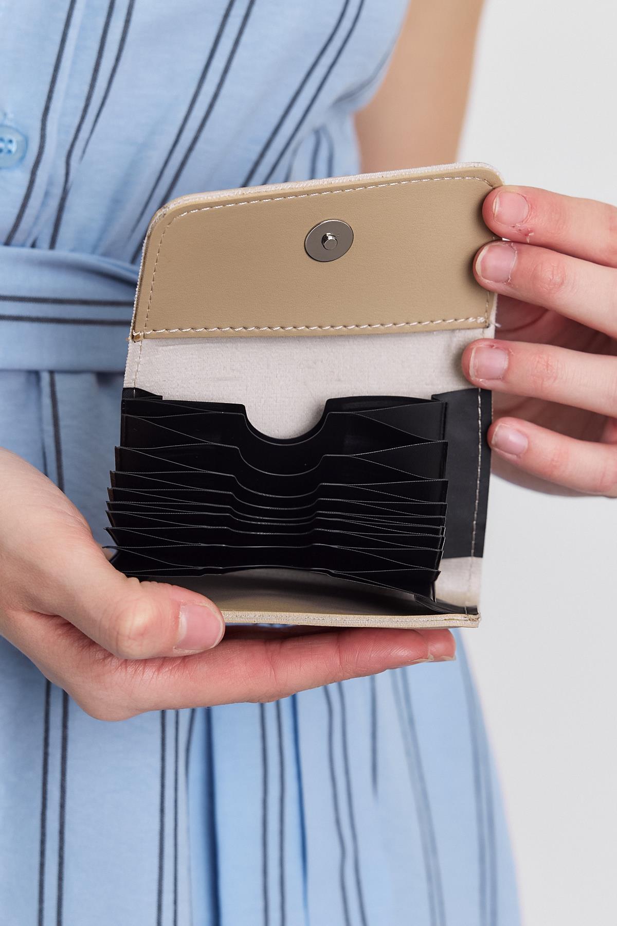 2121 Rays Baskı Cüzdan Krem - 4