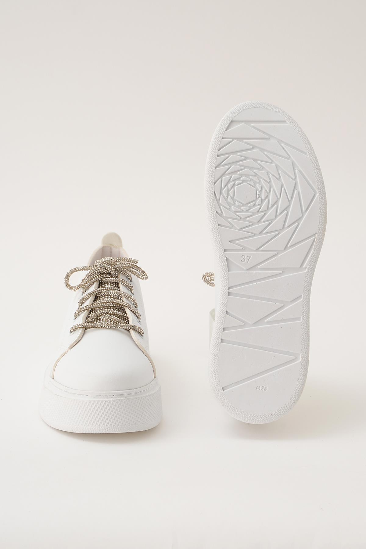 Beyaz Sim Bağcık Detay Ayakkabı 2121 - 3