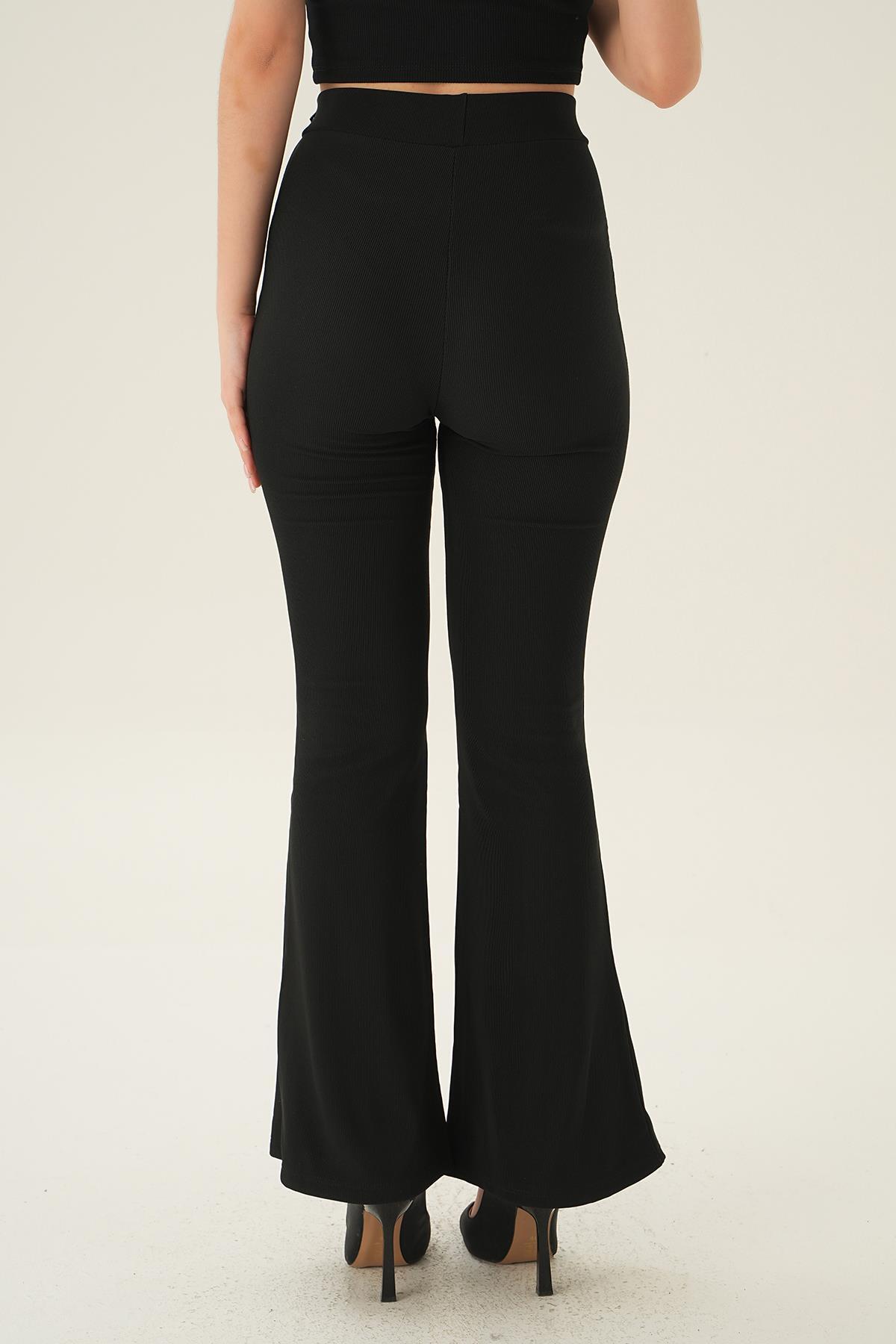 Siyah Taşlı Kemer Detay Pantolon 2122 - 4