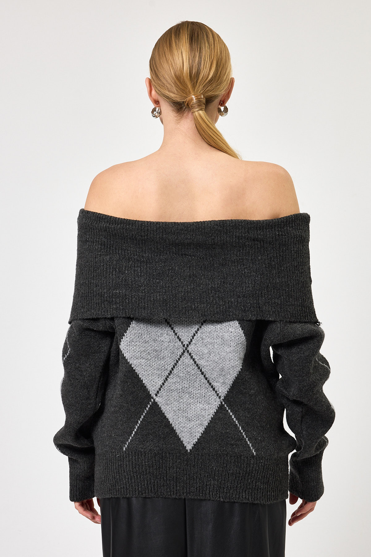 2123 Baklava Desenli Kazak Antrasit-Açık Gri - 6