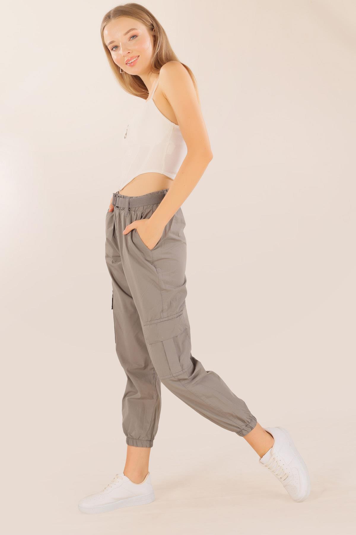 5031 Kemer Detay Paraşüt Pantolon Antrasit - 6