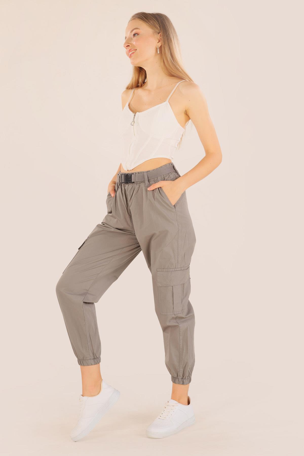 Antrasit Kemer Detay Paraşüt Pantolon 5031 