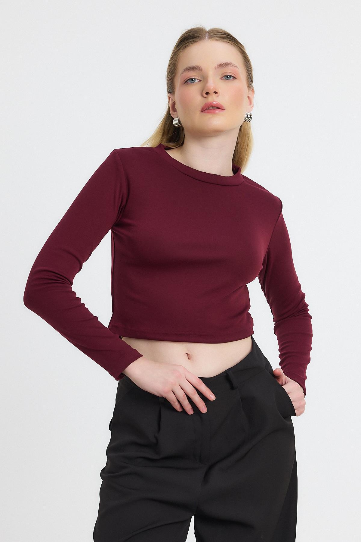 Bordo Bisiklet Yaka Bluz 2132 - 6