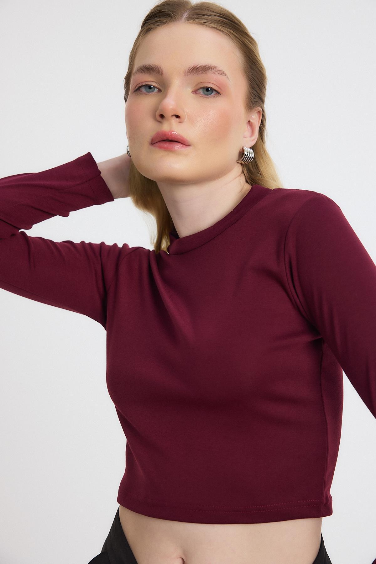 Bordo Bisiklet Yaka Bluz 2132 - 8