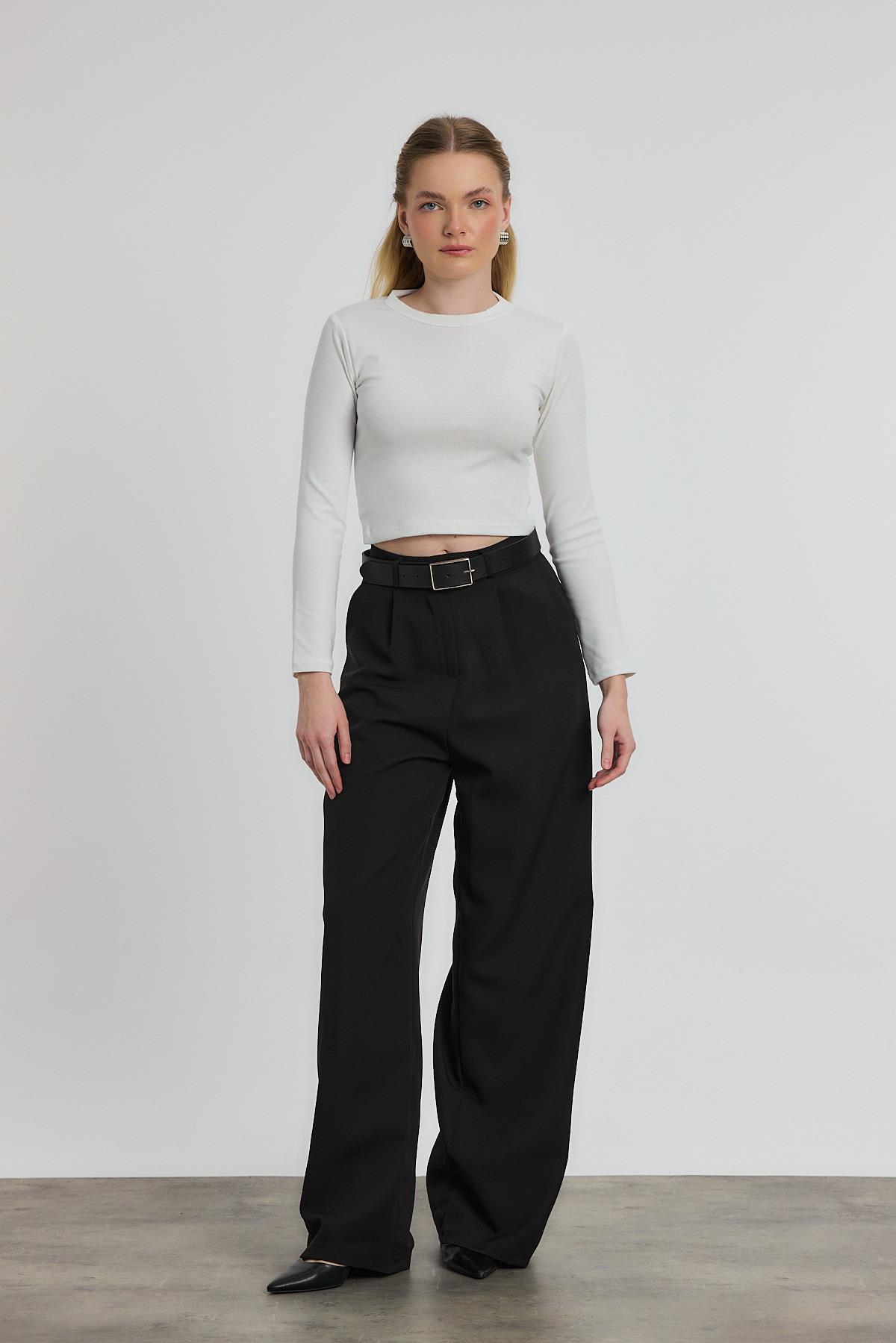 2132 Bisiklet Yaka Bluz Ekru - 8