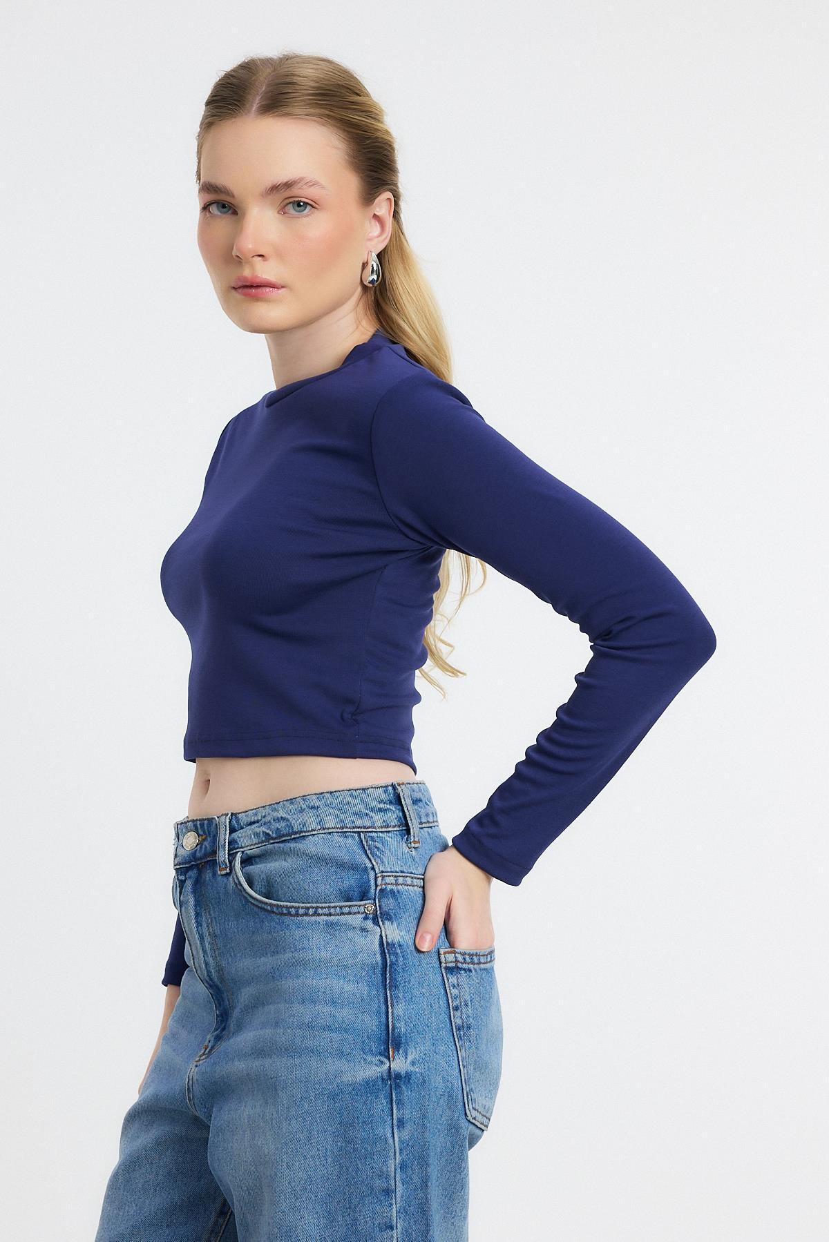 2132 Bisiklet Yaka Bluz Laci 