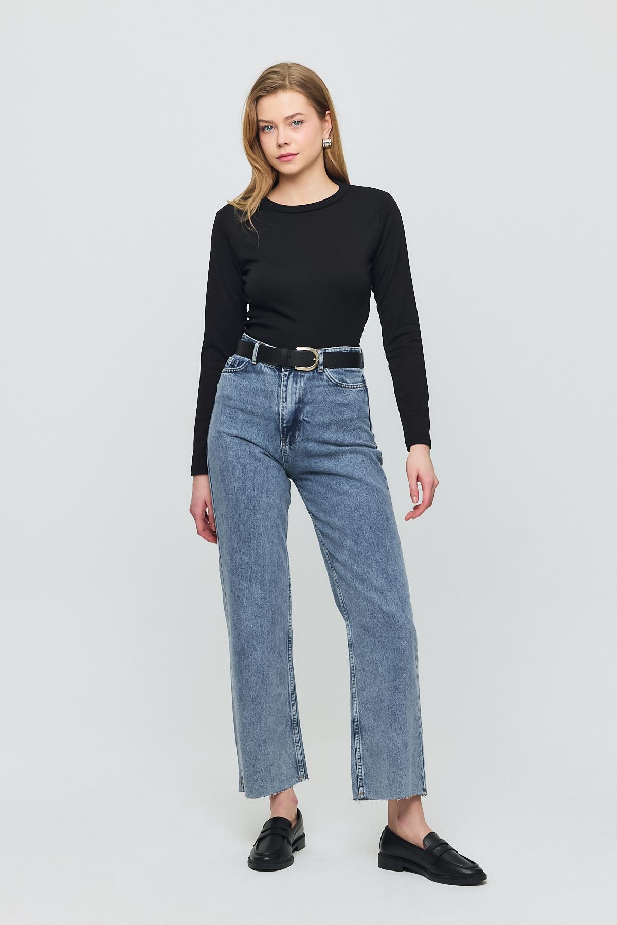 2132 Bisiklet Yaka Bluz Siyah - 7