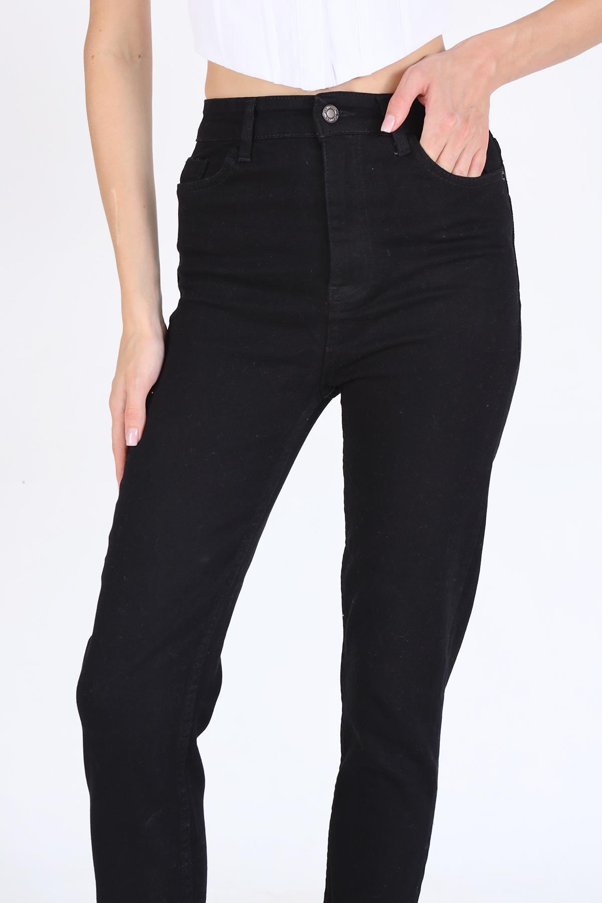 Siyah Yüksek Bel Mom Jean 11121 - 2
