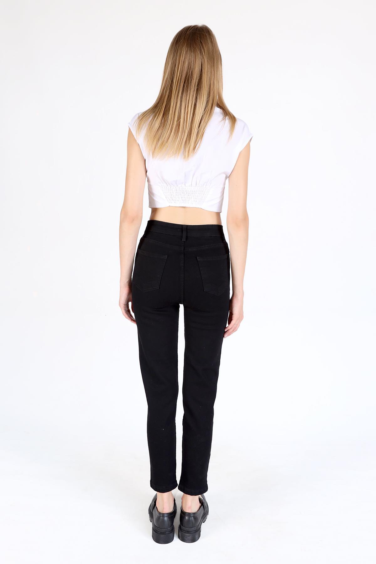 Siyah Yüksek Bel Mom Jean 11121 - 5