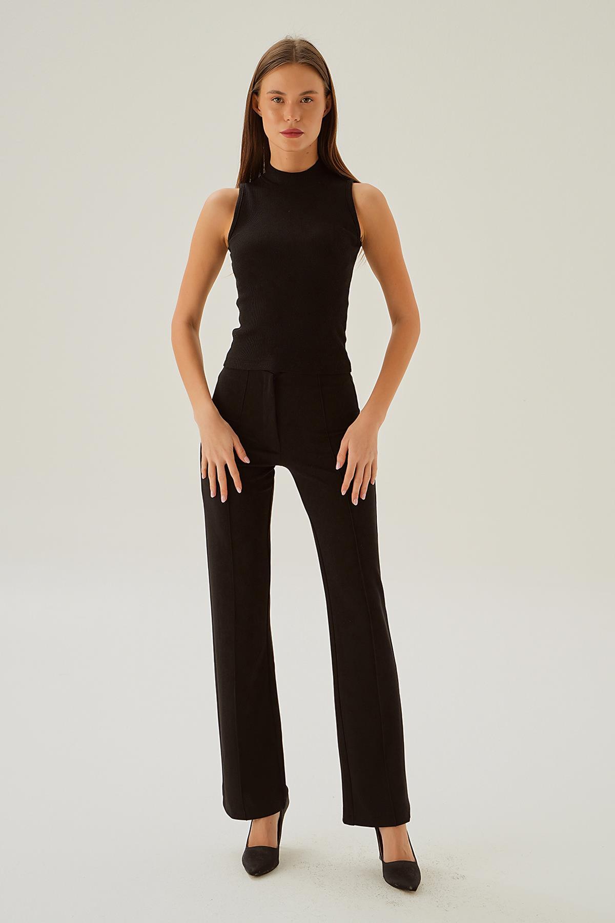 Siyah Balıkçı Yaka Kolsuz Bluz 214 - 2