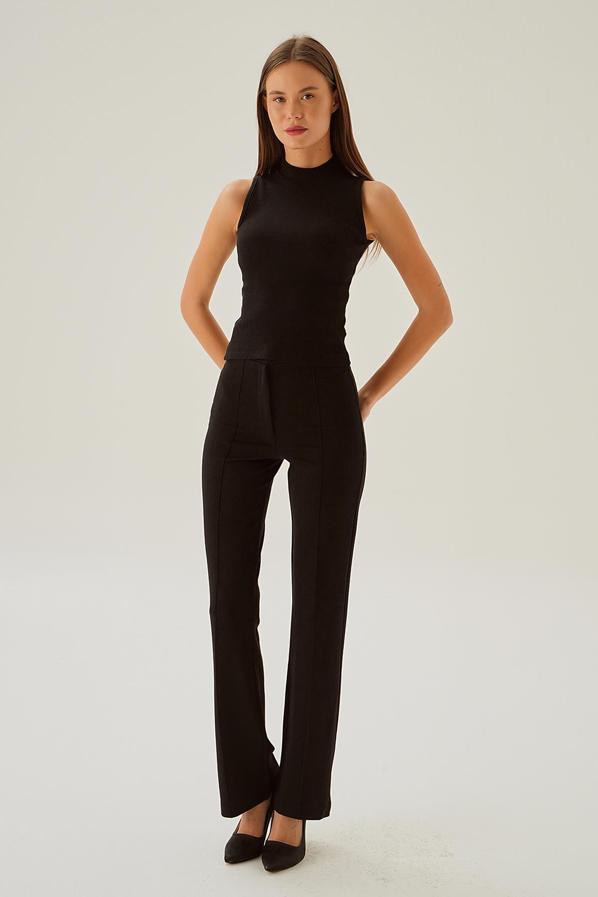 Siyah Balıkçı Yaka Kolsuz Bluz 214 - 3