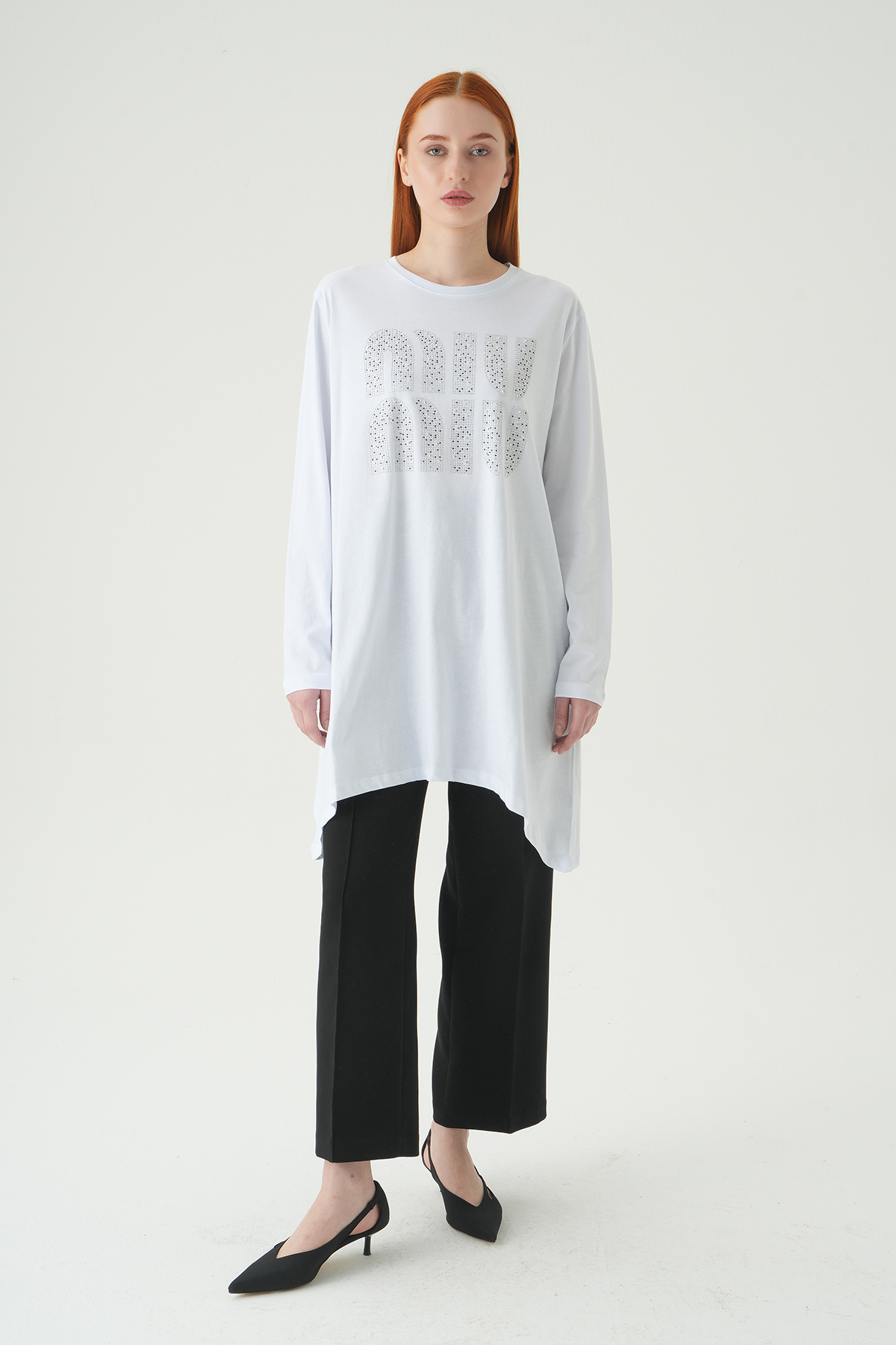 2146M Baskılı Tunik Beyaz - RAYS