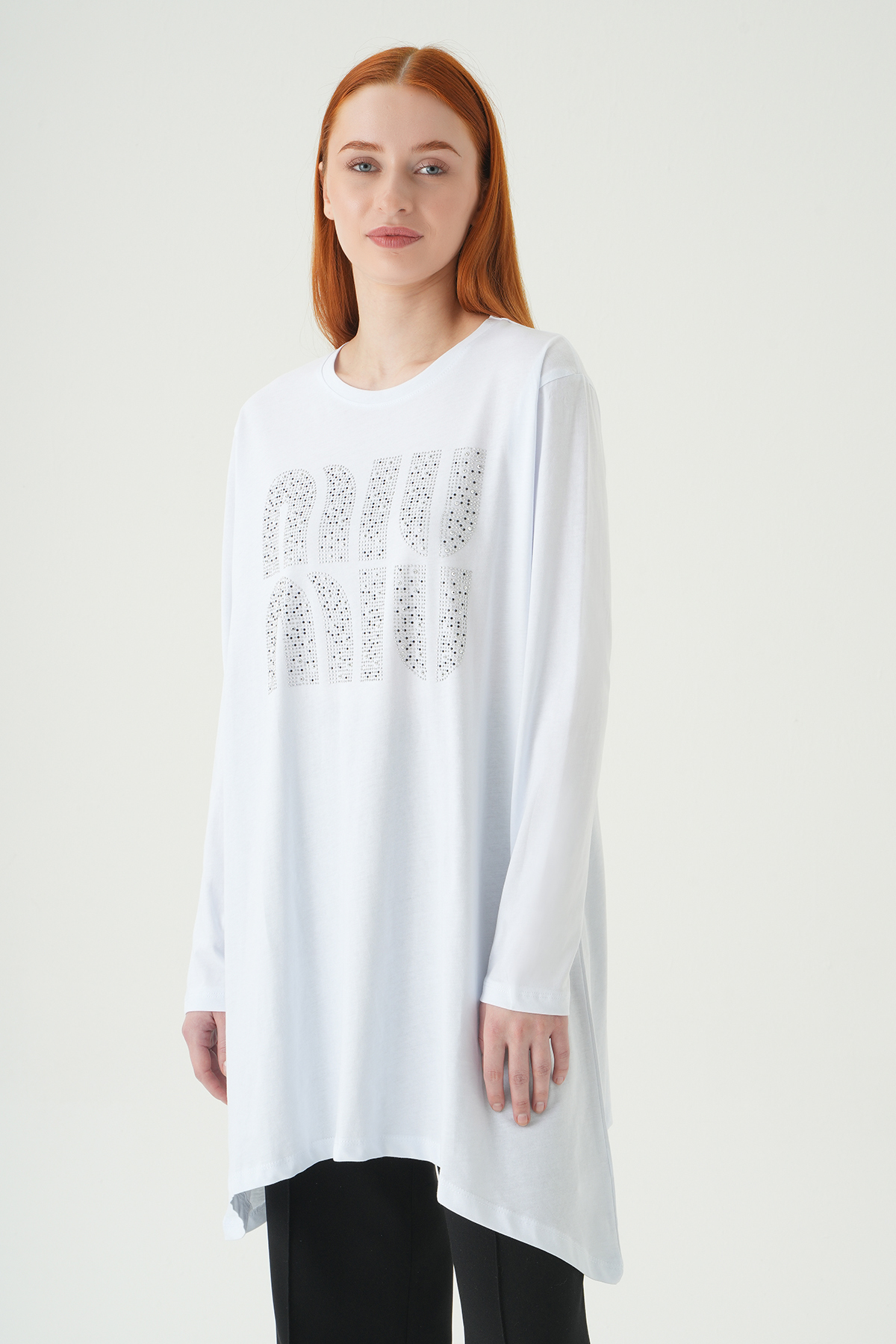 2146M Baskılı Tunik Beyaz - RAYS