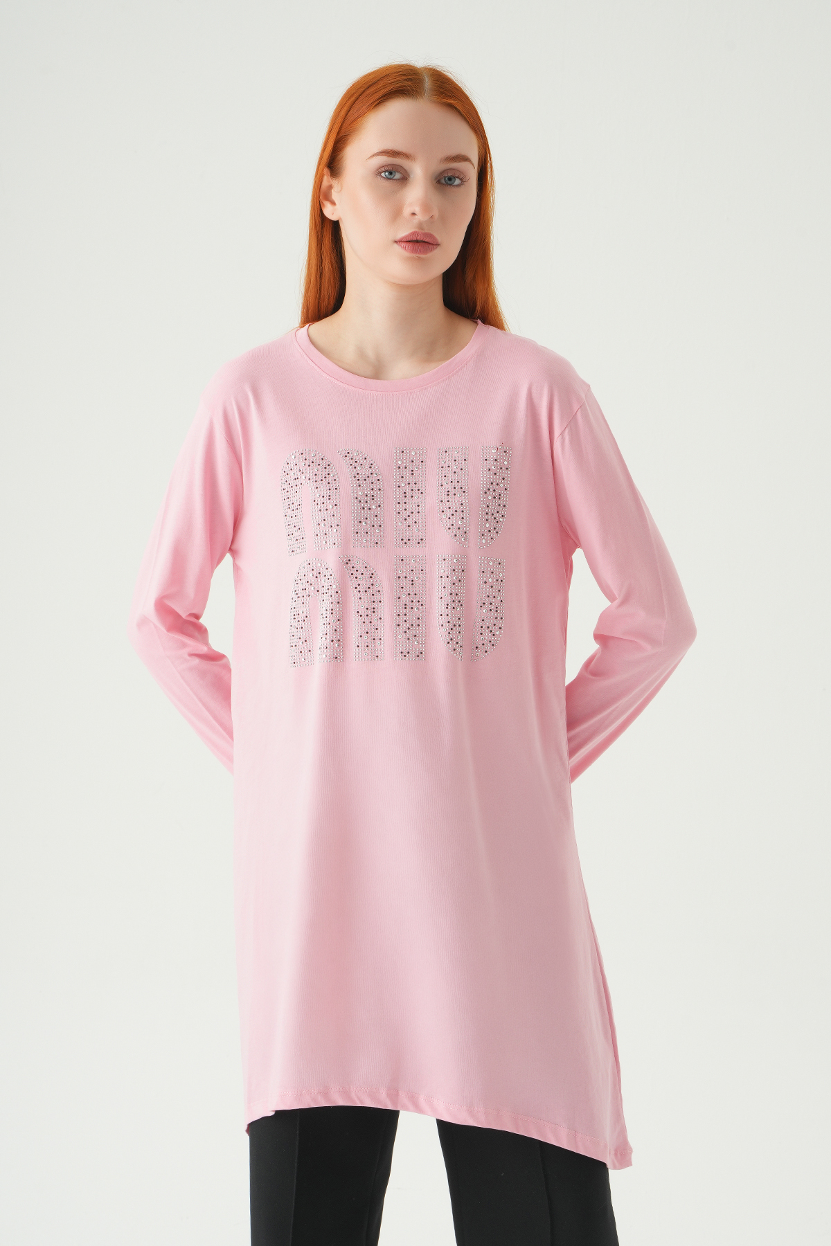 Pembe Mıu Baskılı Tunik 2146M - 1