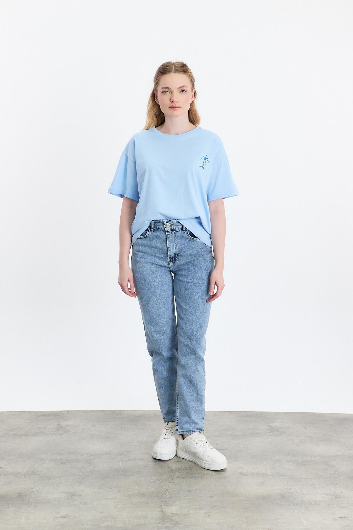 Mavi Bisiklet Yaka Nakışlı Tişört 2150-16M - 3