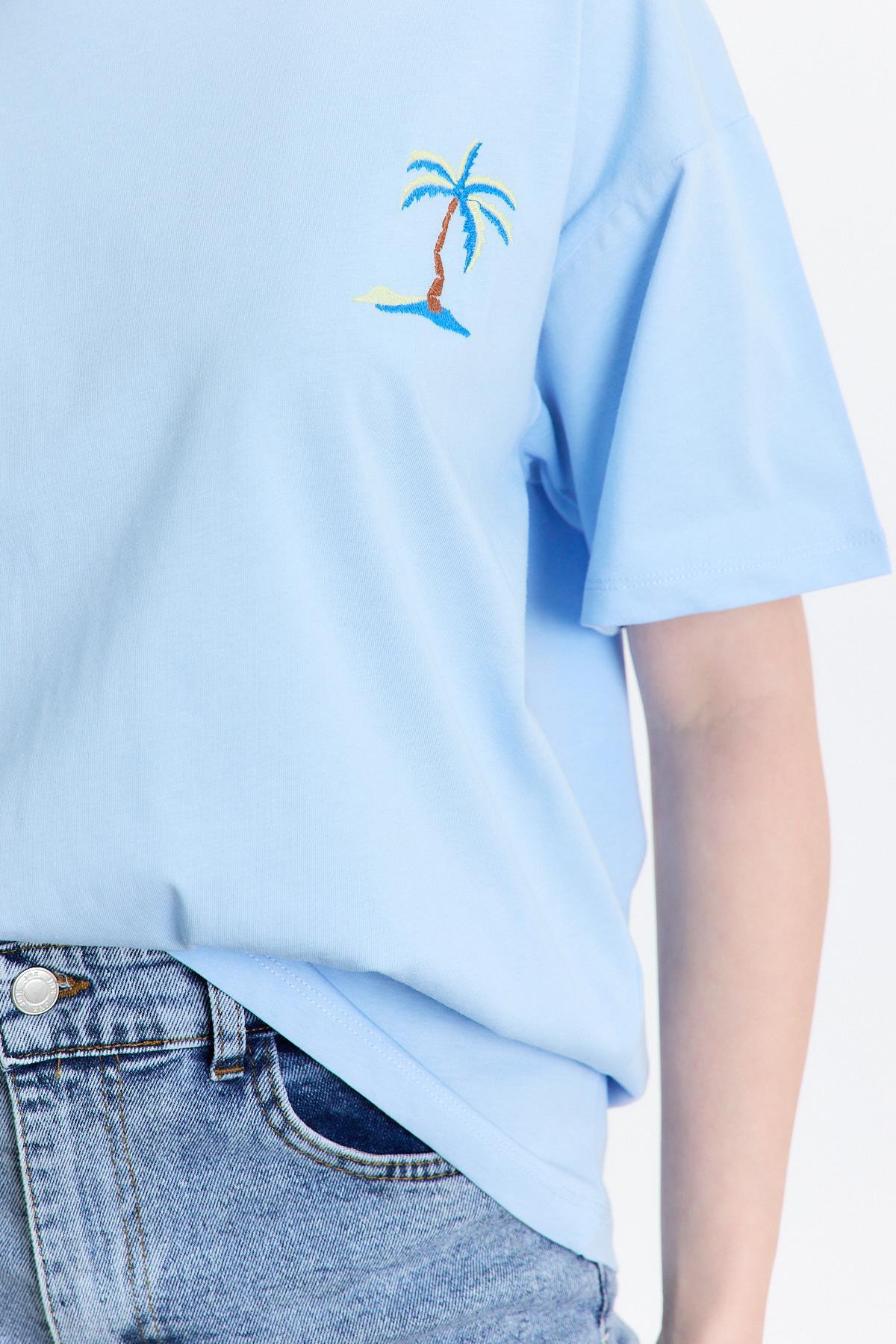 Mavi Bisiklet Yaka Nakışlı Tişört 2150-16M - 4