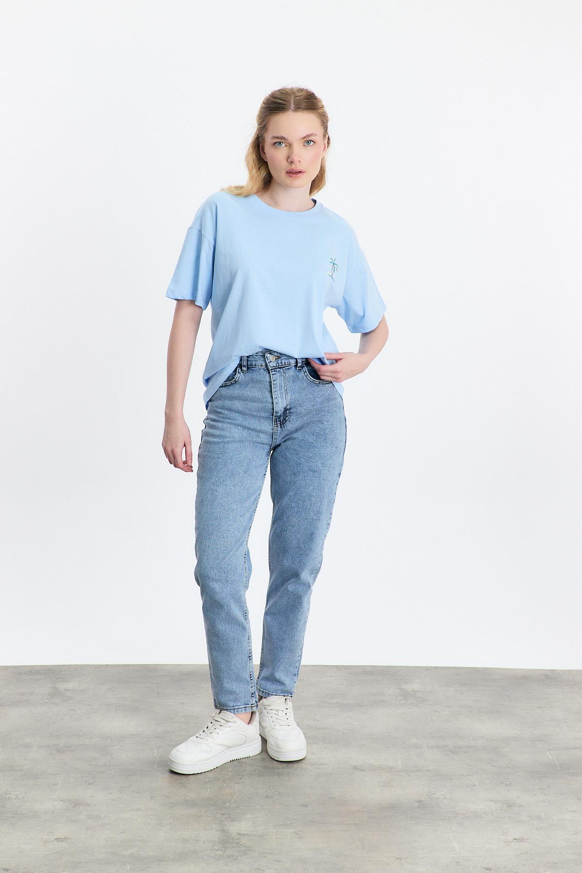 Mavi Bisiklet Yaka Nakışlı Tişört 2150-16M - 6