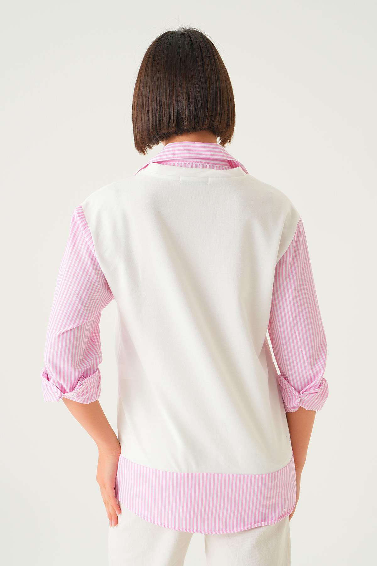 Pembe Gömlek Detay Bluz 21521 - 5