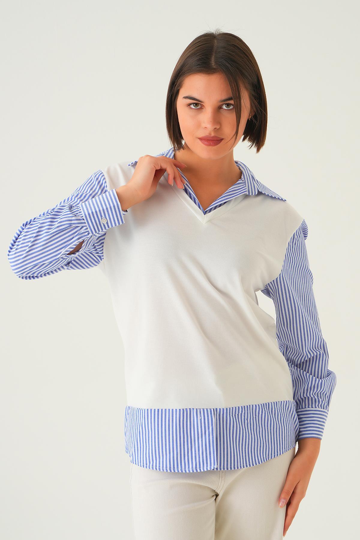 Saks Gömlek Detay Bluz 21521 - 1