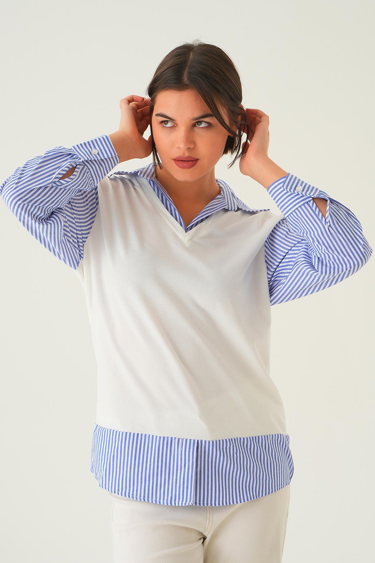 Saks Gömlek Detay Bluz 21521 - 2