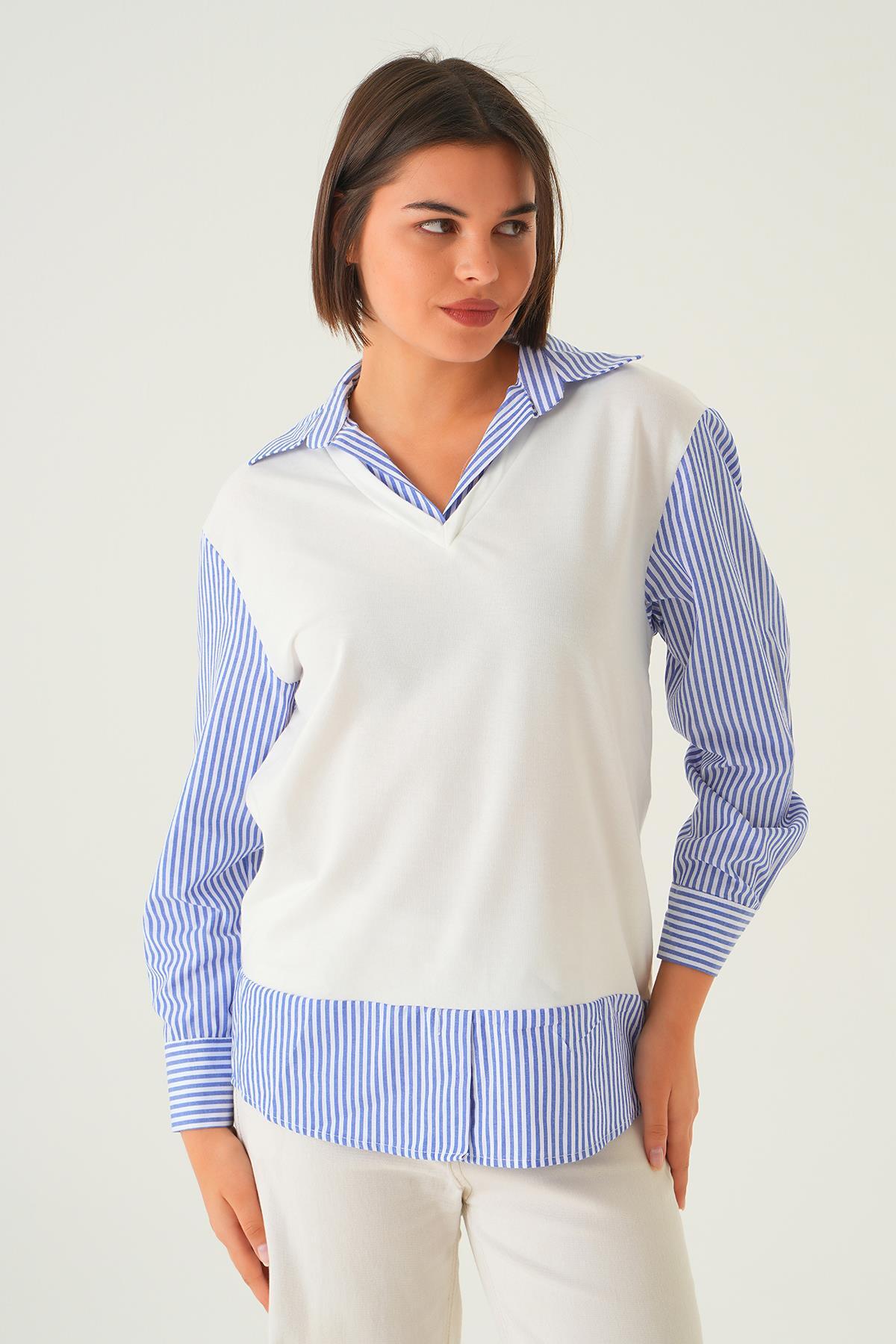 Saks Gömlek Detay Bluz 21521 - 3