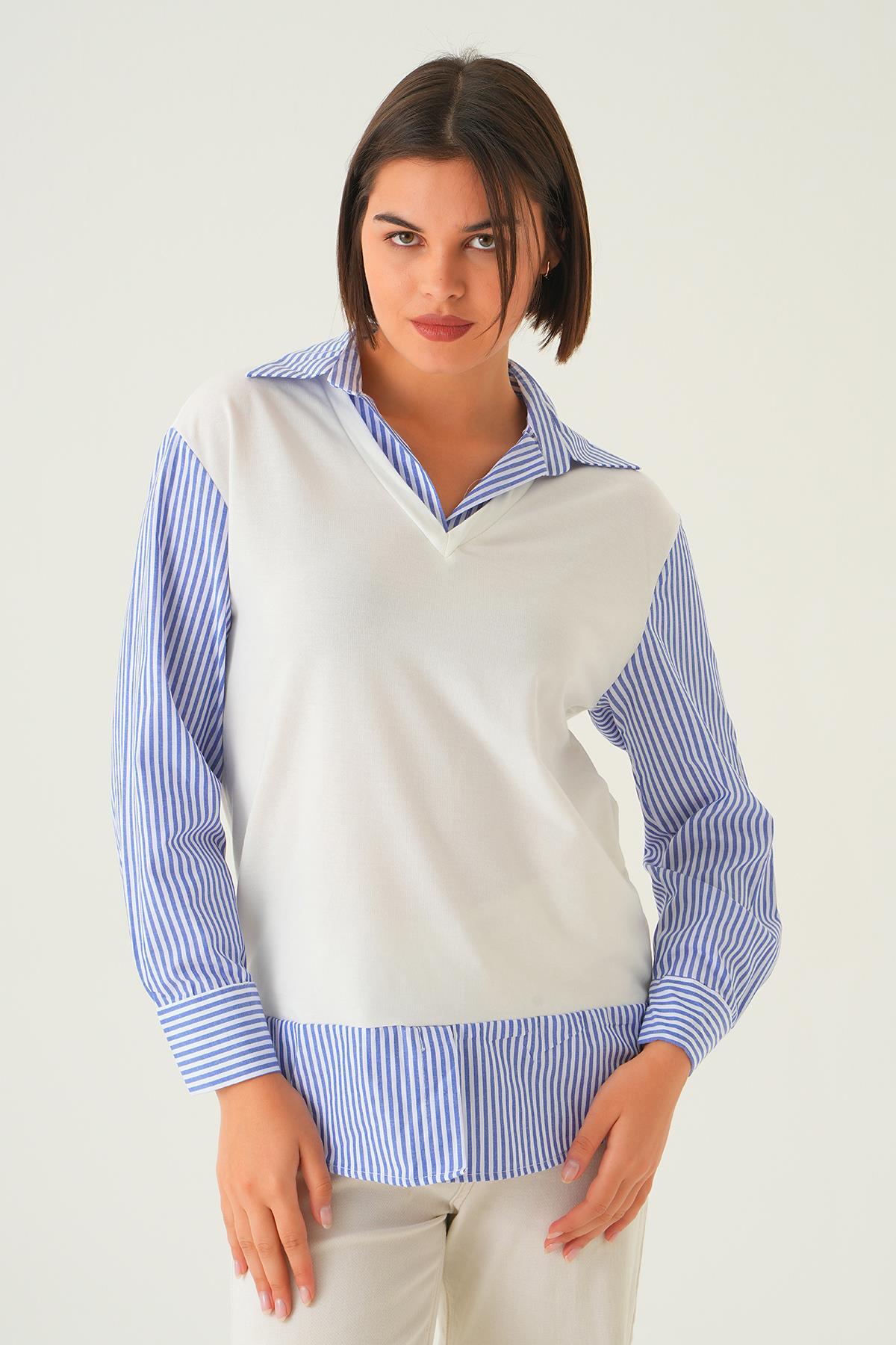 Saks Gömlek Detay Bluz 21521 - 4