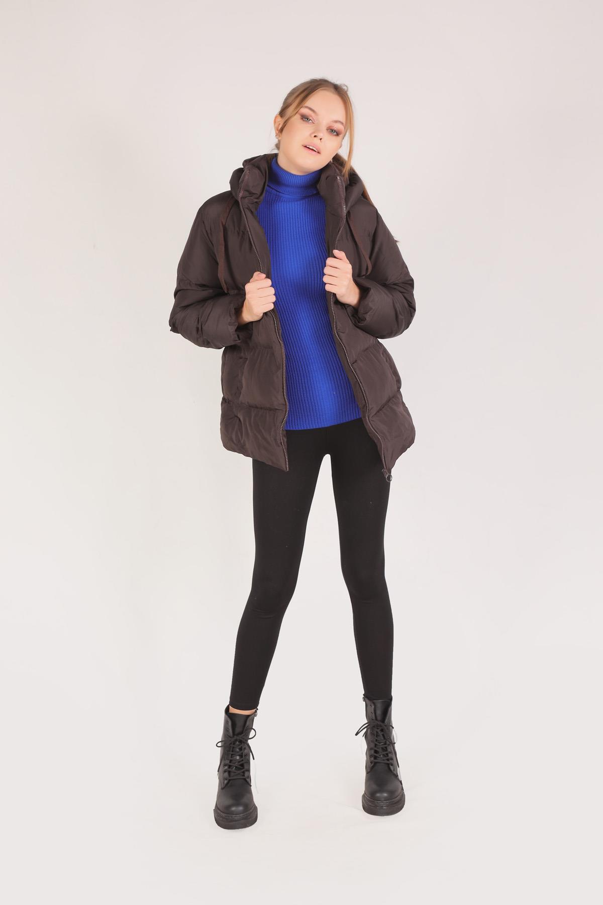 Kahve Oversize Mont 2154 