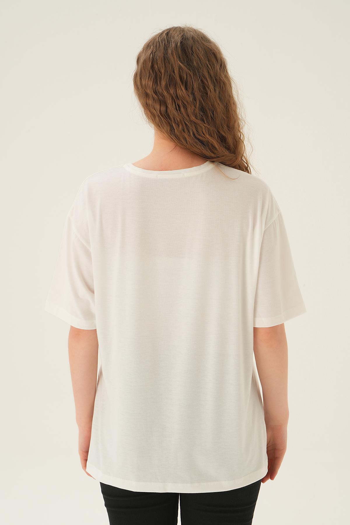 Ekru Loewe Baskı Tişört 21552 - 3