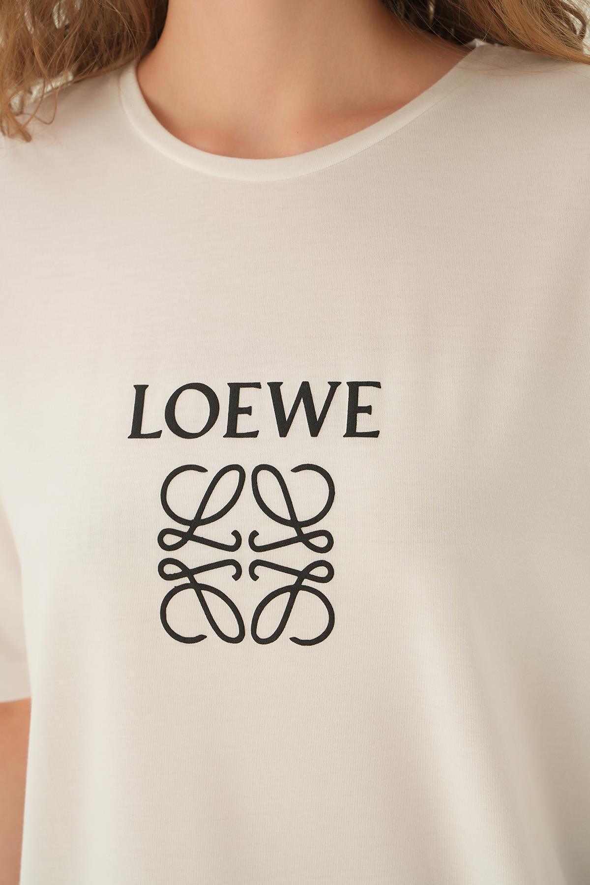 Ekru Loewe Baskı Tişört 21552 - 6