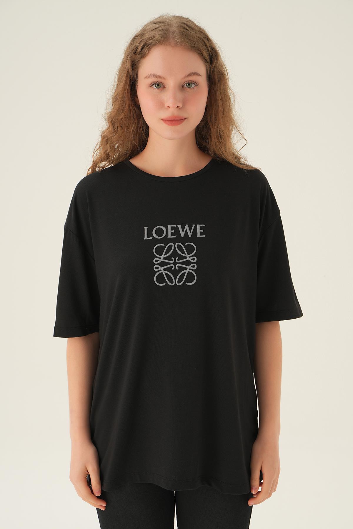 Siyah Loewe Baskı Tişört 21552 - 6