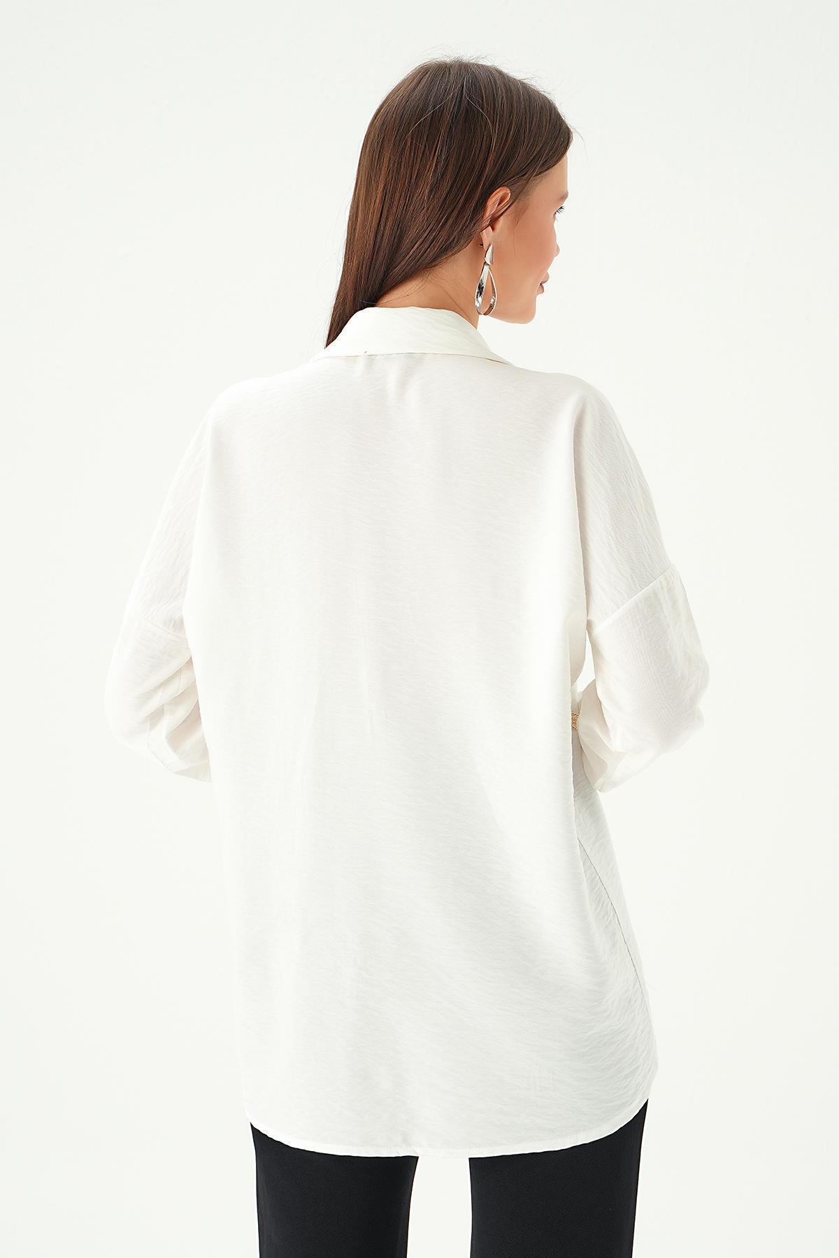 Ekru Nakış Detay Gömlek 2156 - 4