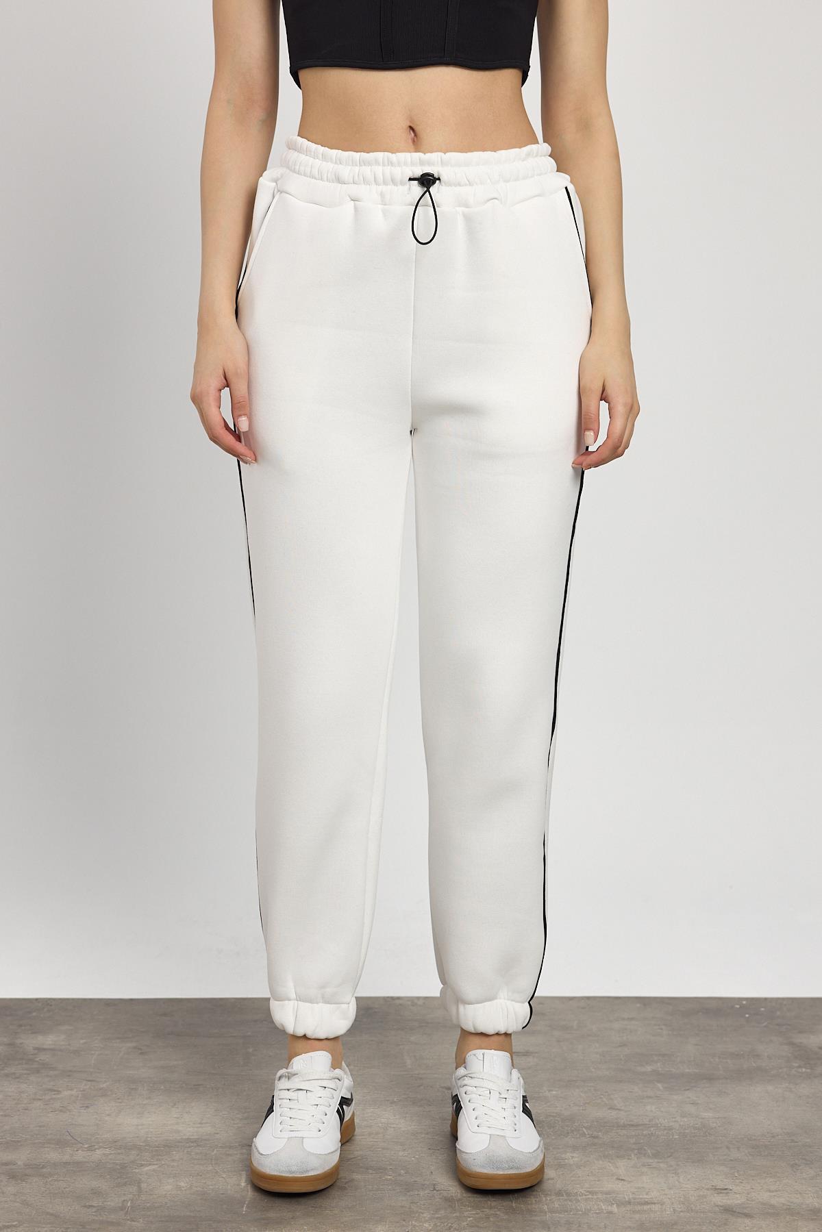 Ekru Yanları Biye Detay Eşofman 2170 - 2