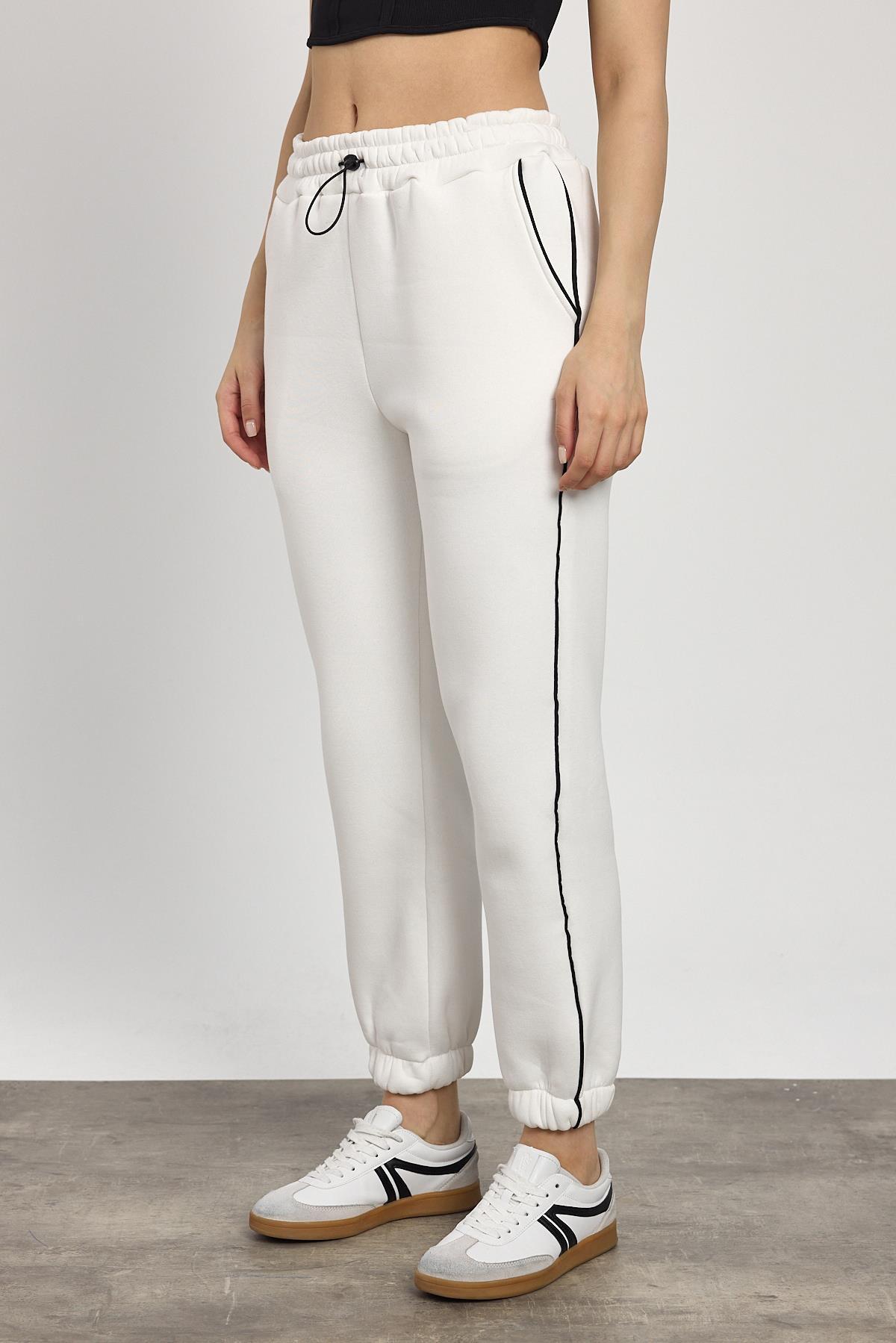 Ekru Yanları Biye Detay Eşofman 2170 - 3