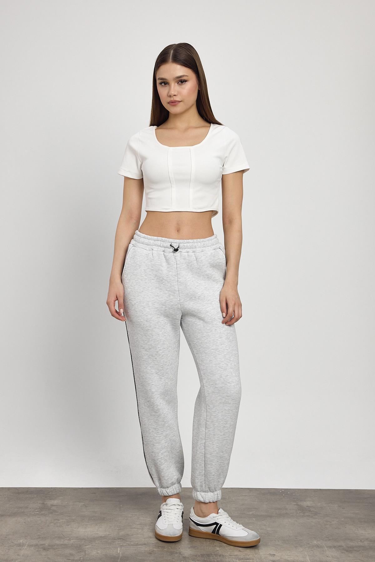 2170 Yanları Piye Detay Eşofman Gri - 1