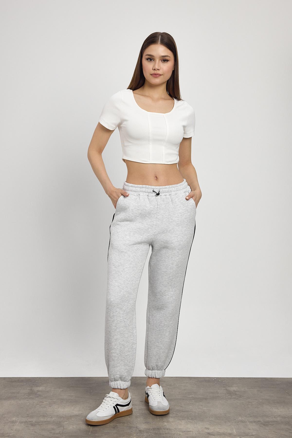 2170 Yanları Piye Detay Eşofman Gri - 3