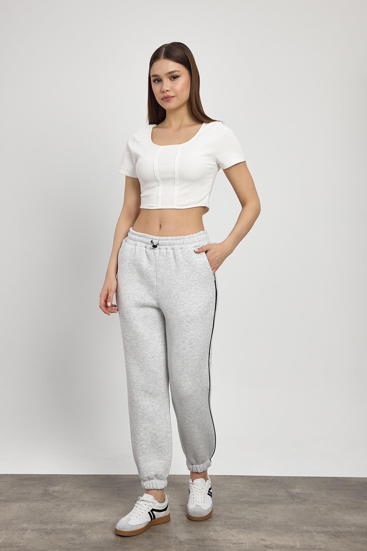 Gri Yanları Biye Detay Eşofman 2170 - 8