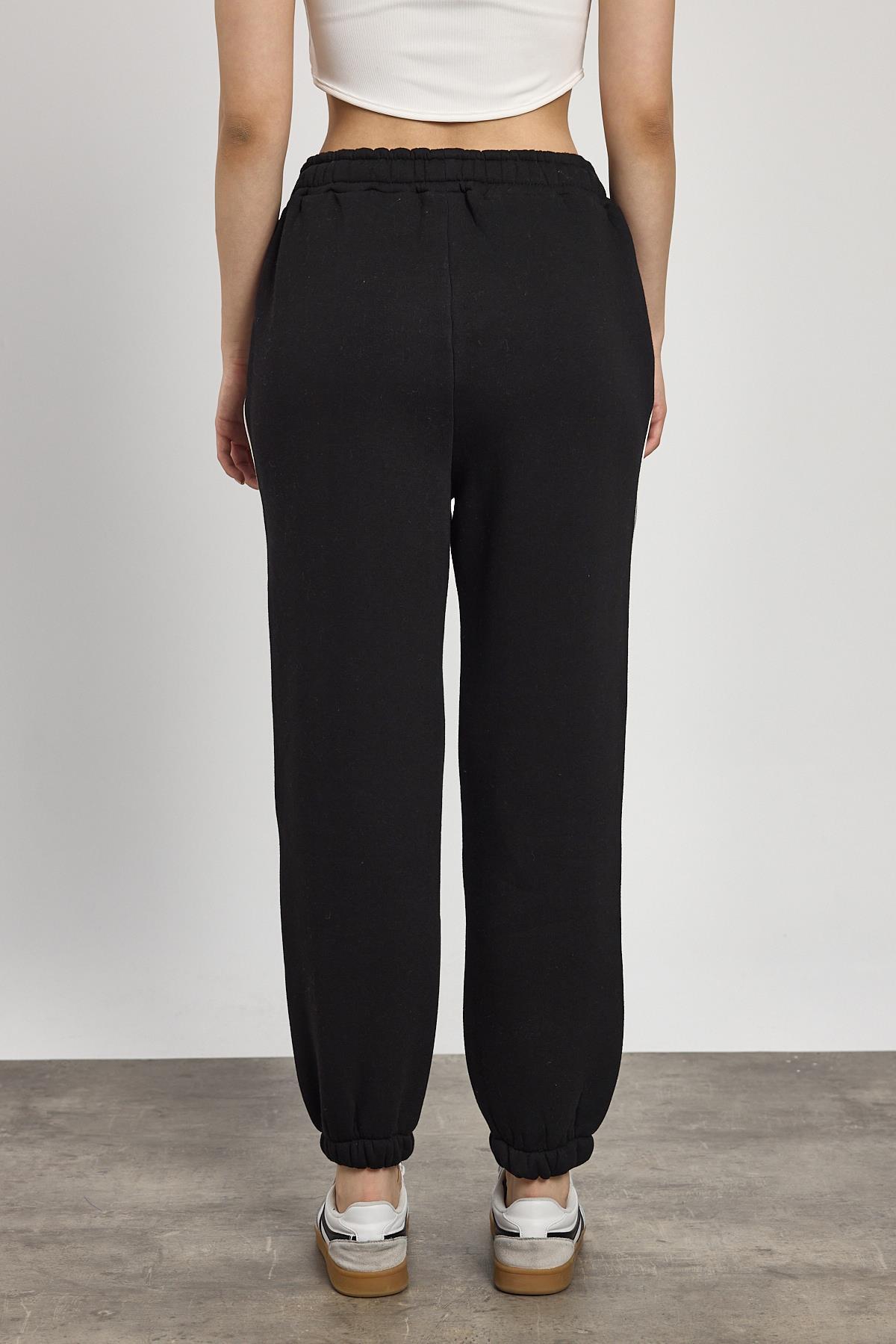 2170 Yanları Piye Detay Eşofman Siyah - 5