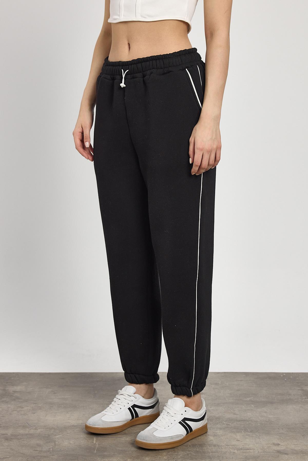 Siyah Yanları Biye Detay Eşofman 2170 - 6