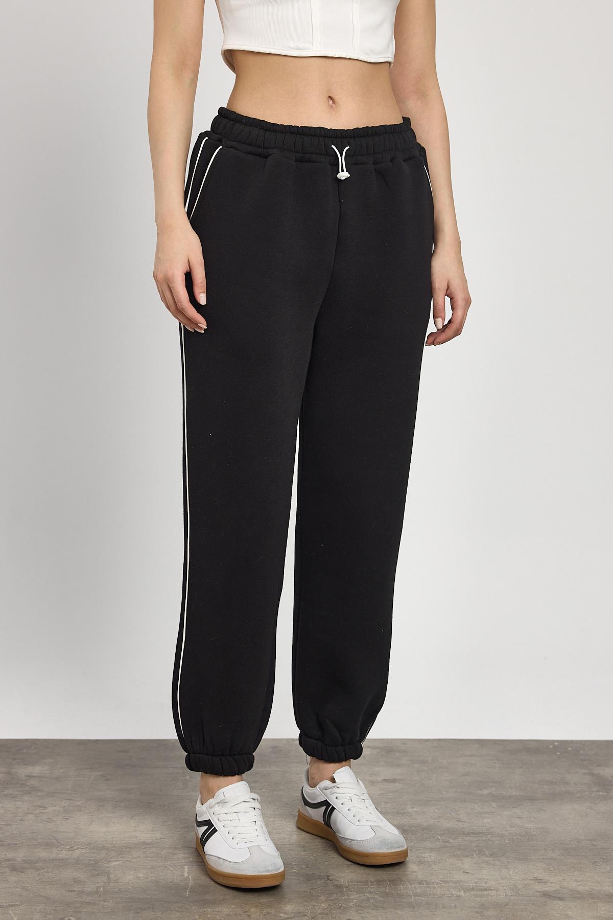 Siyah Yanları Biye Detay Eşofman 2170 - 7