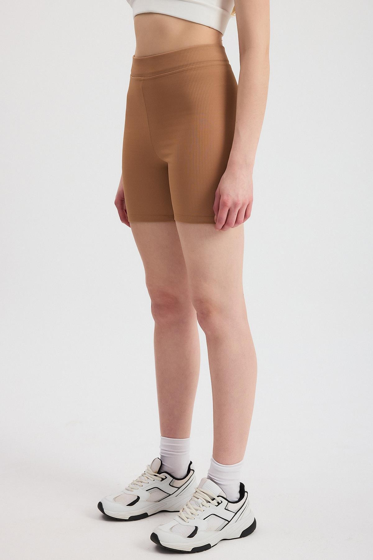2190 Fitilli Kısa Tayt Bej - 8