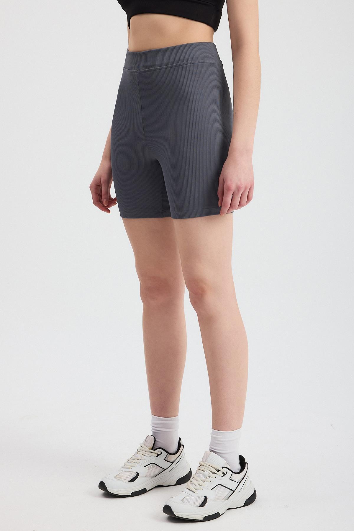 2190 Fitilli Kısa Tayt Gri - 8