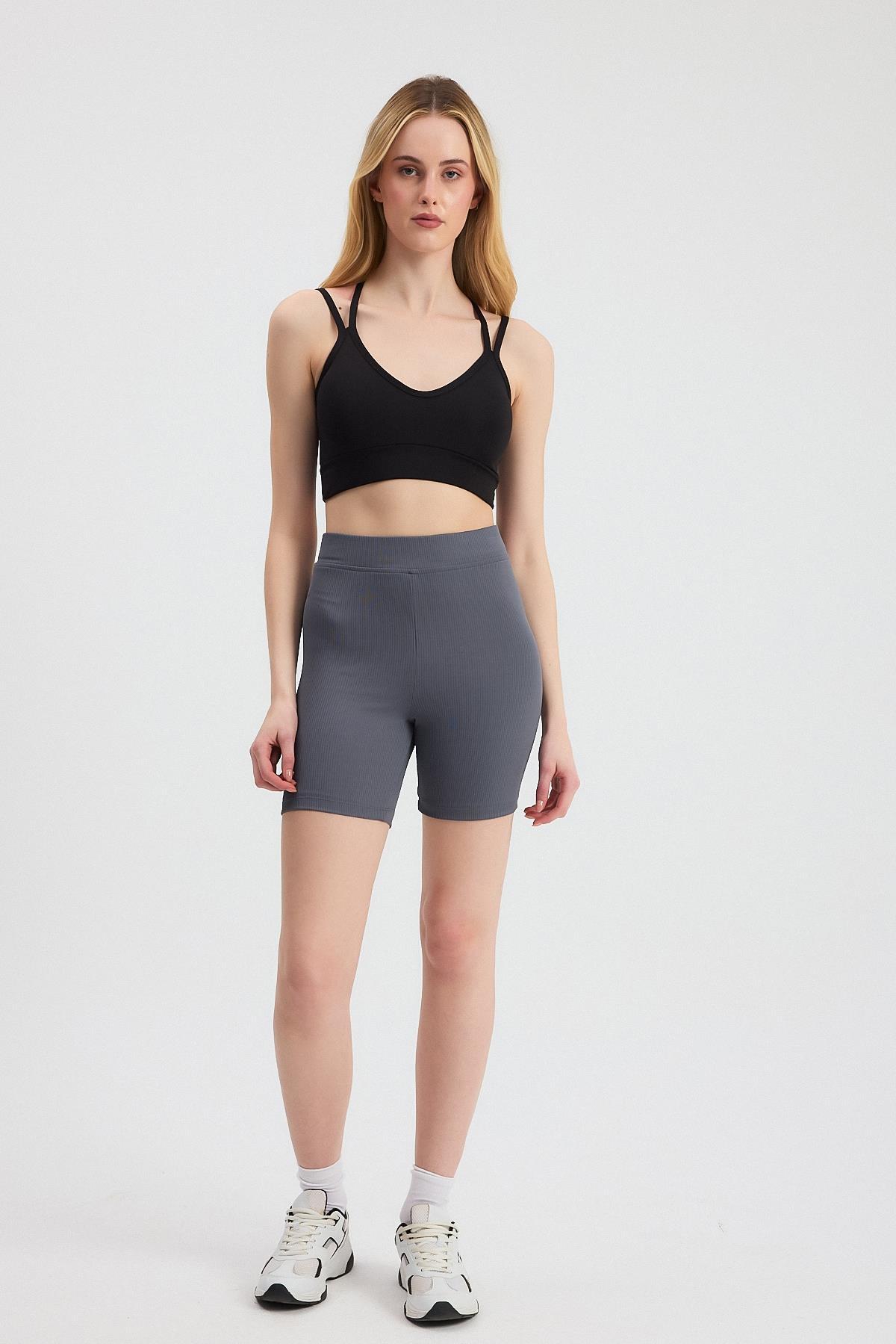 Gri Fitilli Kısa Tayt 2190M - 3