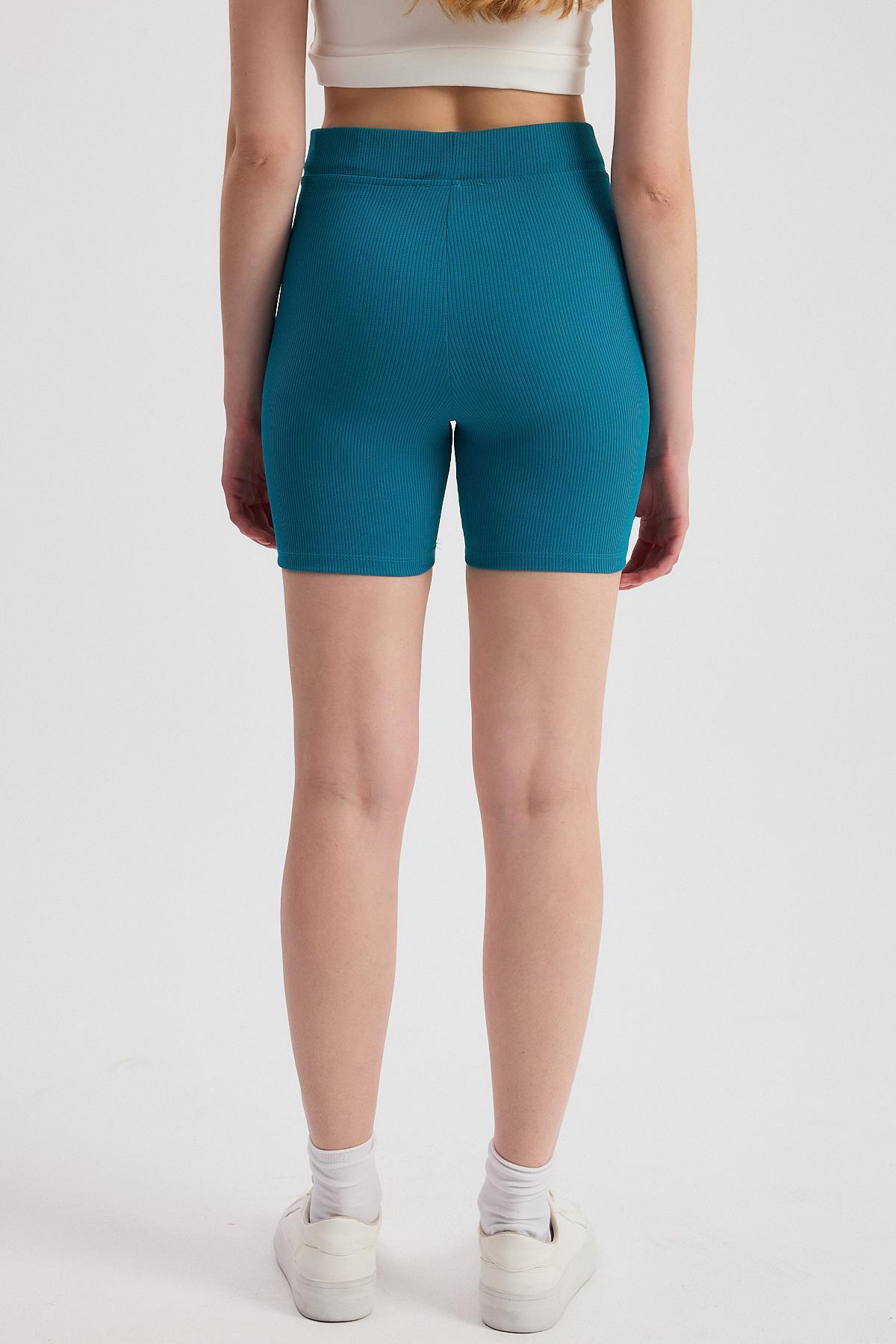 2190 Fitilli Kısa Tayt İndigo - 5