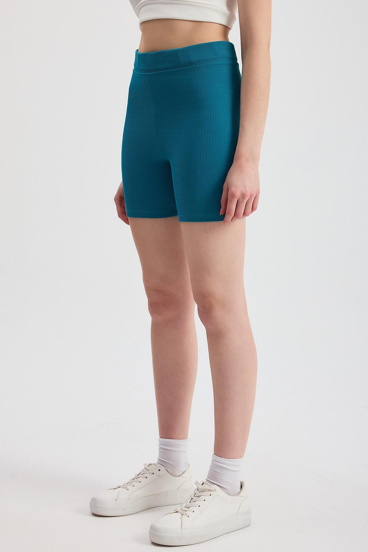 2190 Fitilli Kısa Tayt İndigo - 6