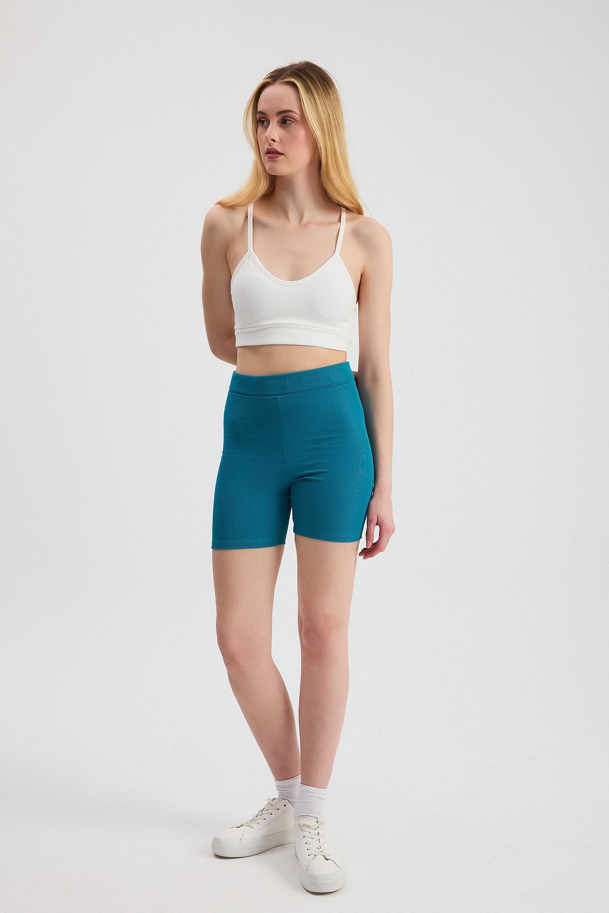 2190 Fitilli Kısa Tayt İndigo - 7