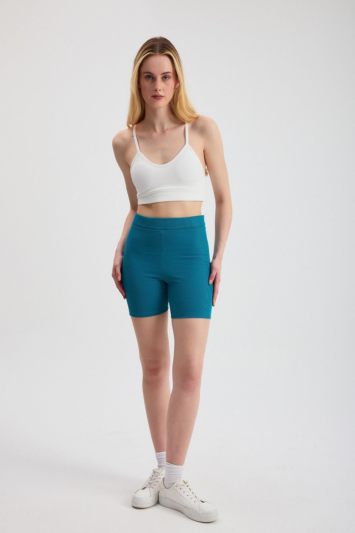 2190 Fitilli Kısa Tayt İndigo 