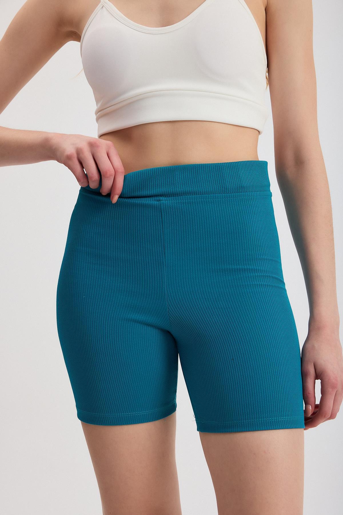 İndigo Fitilli Kısa Tayt 2190M - 4