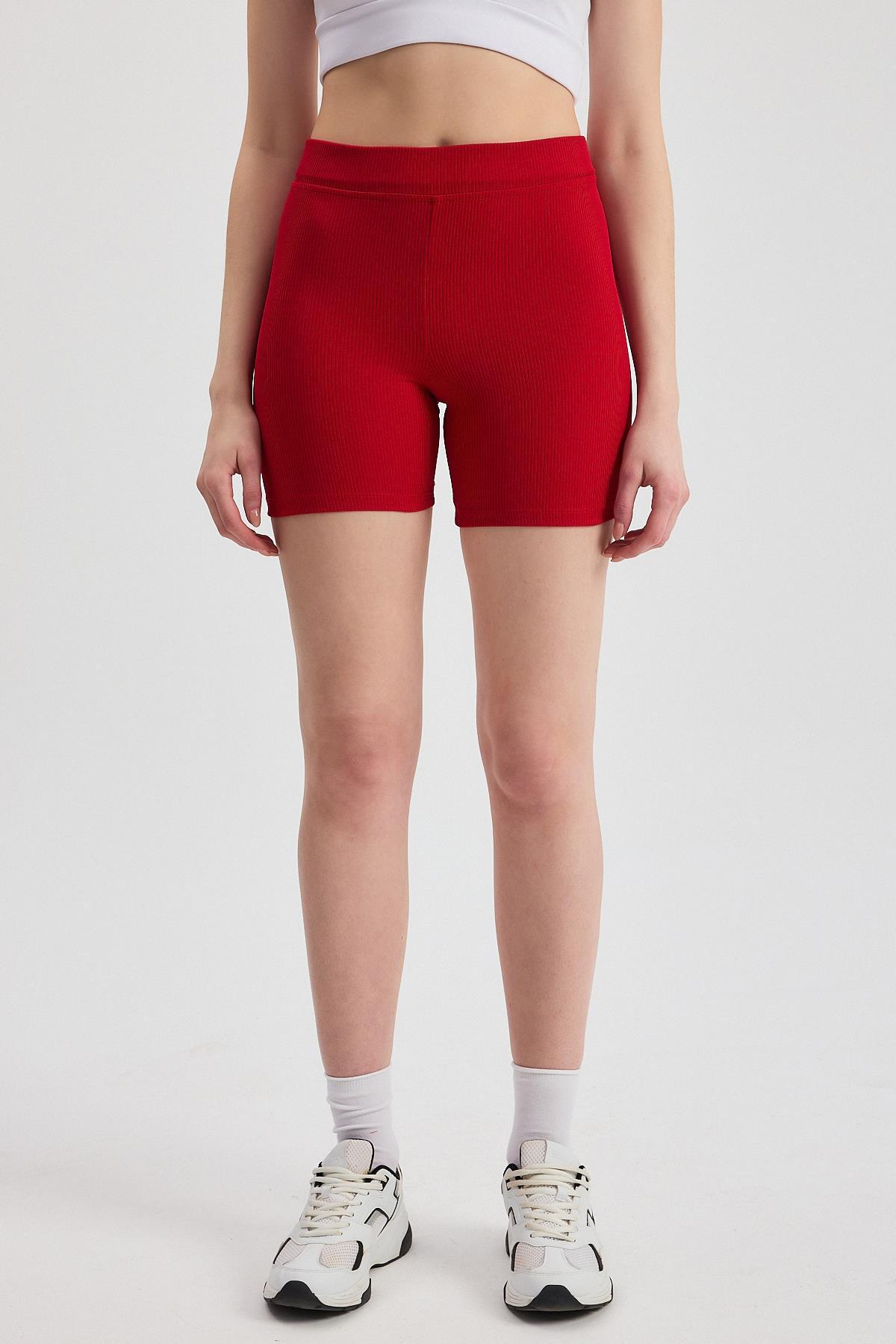 2190 Fitilli Kısa Tayt Kırmızı - 2